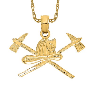 14k massiv Gelbgold Feuerwehr FD Feuerwehrmann Halskette