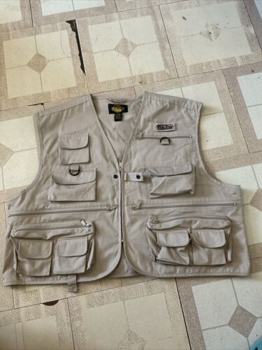 White River Fly Shop Fishing Vest Mens XXL Brown Khaki Cotton Pockets Zip - Picture 1 of 5