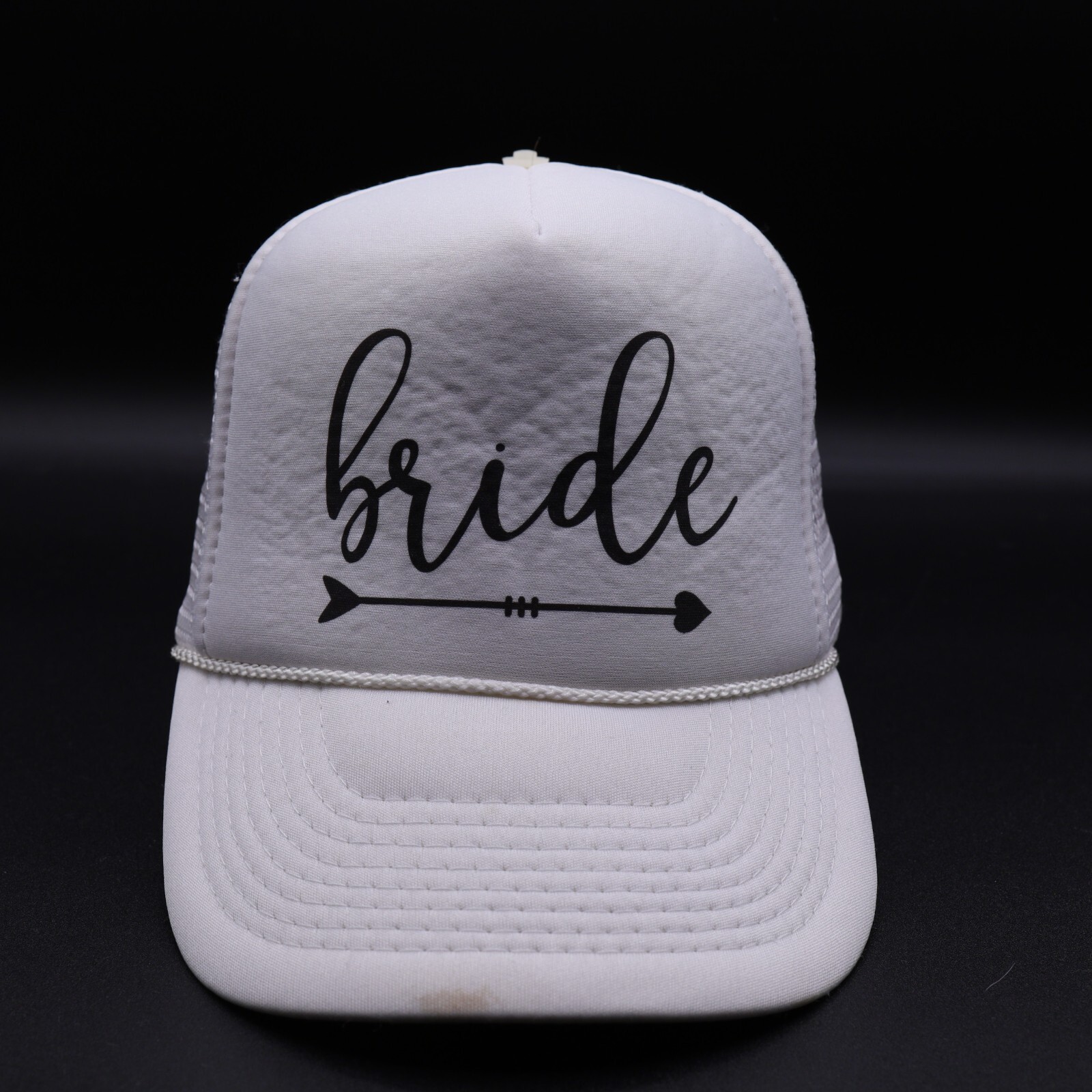 Bride Hat Cap Strap Back White Missing Top Button… - image 1