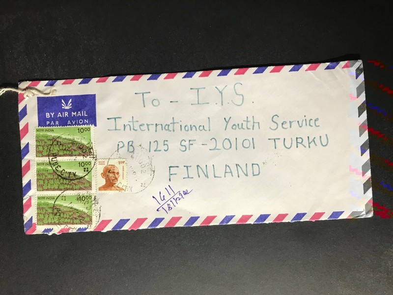 India Registered Cover to Finland City Cancel 1980s-1990s Cover #2185