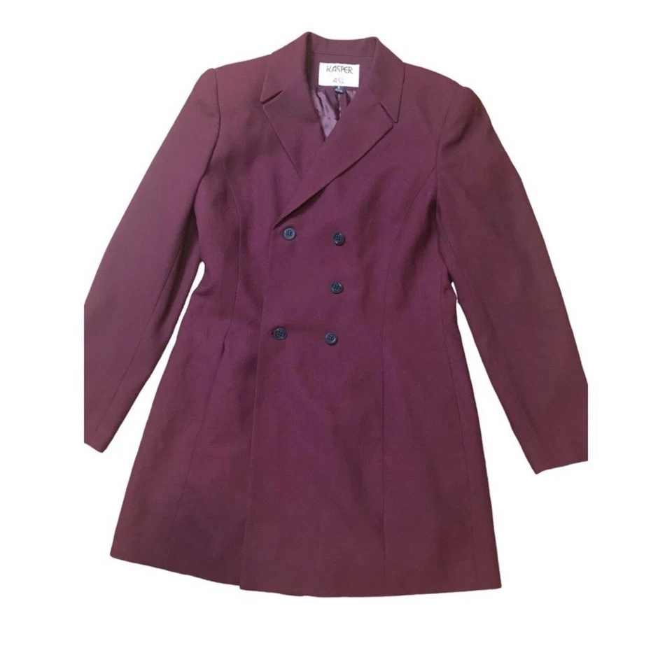 Abrigo de vestir Kasper para ASL talla 6 chaqueta de doble botonadura Foto 3 de 4