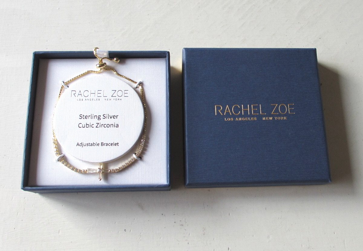 Rachel Zoe Crystal Cross Gold/Sterling Silver 925 Adjustable