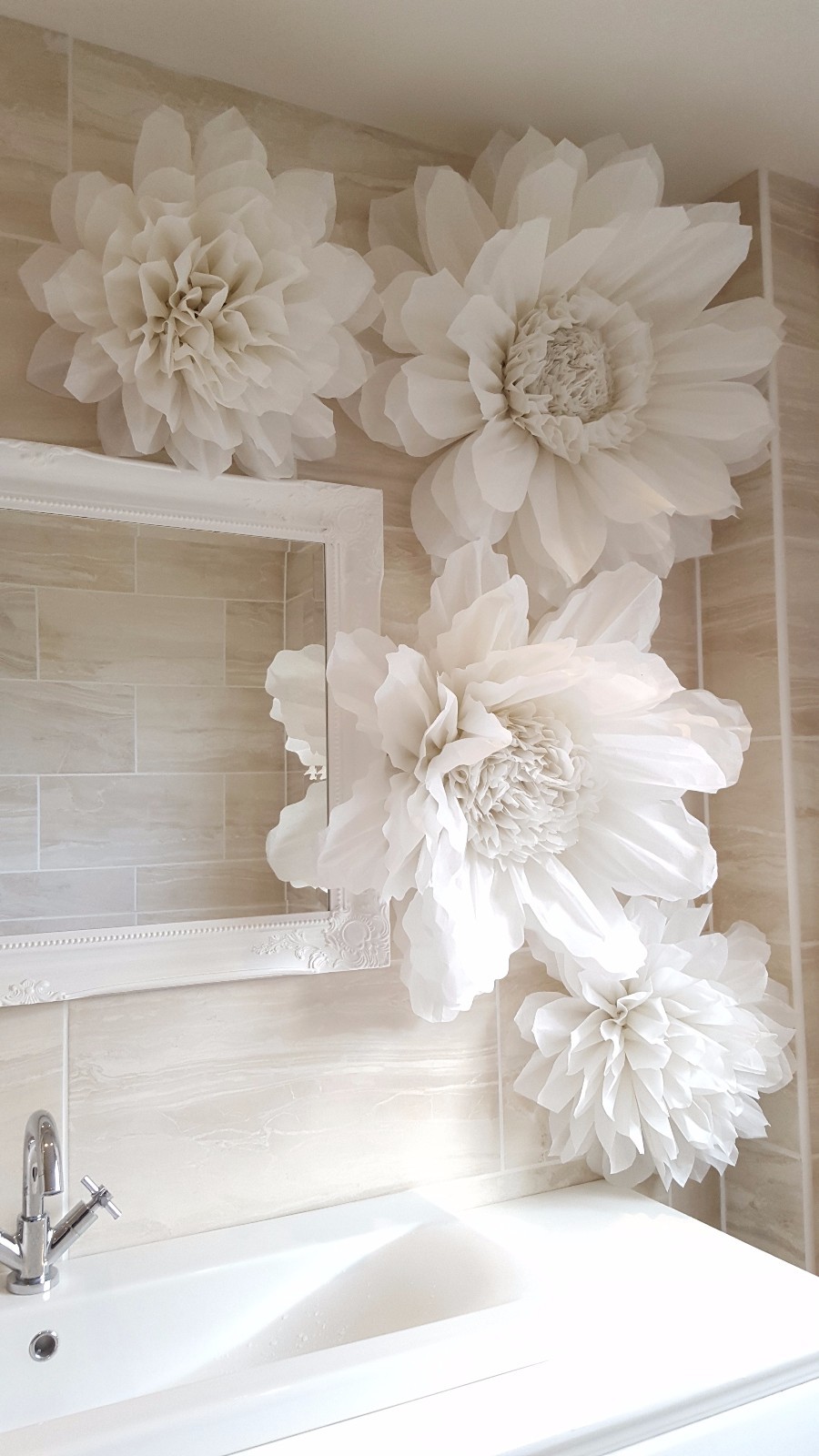 Christening wedding pom pom paper flower wall tissue venue decorations birthday  2