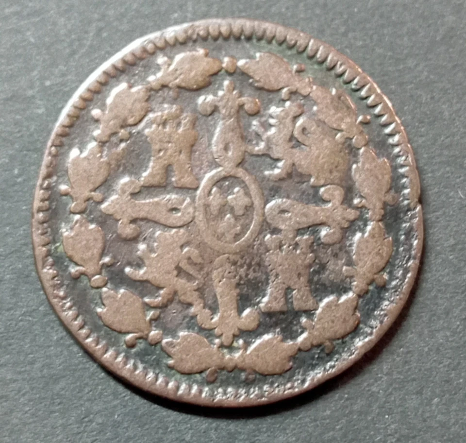 ESPAGNE 4 MARAVEDIS 1802 CHARLES IV - Cuivre 25 mm - Photo 2/2