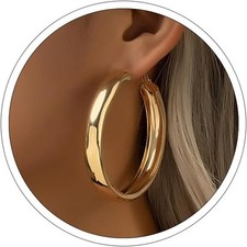 Large Gold Hoop Earrings Lightweight Chunky for Women Silver...