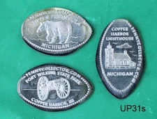 UP31s - Copper Harbor Fort Wilkins (Michigan) set of 3 elongated STEEL pennies 