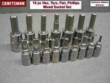 Craftsman 16 Pc 14 38 Mixed Sae Metric Hex Torx Screw Socket Set 7 9 17 21 27