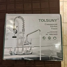 Commercial Sink Faucet,Commercial Kitchen Faucet Wall Mount with Pre Rinse Sp...