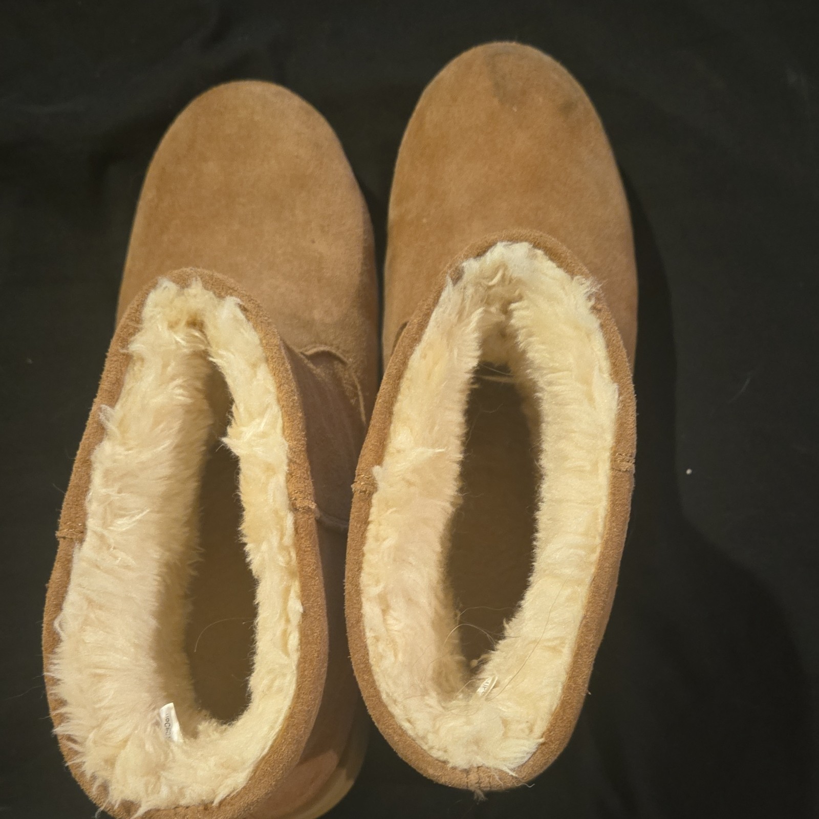 Brown Suede Bootie Slippers for Women Faux Fur Lined Closed Toe Flat