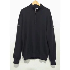 Fairway & Greene Italian Merino Wool Quarter Zip Sweater GEICO Logo Men XL Black