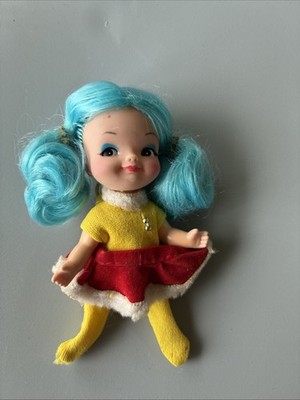 SALLY SKATER Finger Ding Doll 5'' Puppet Blue Hair Vintage 1969 REMCO