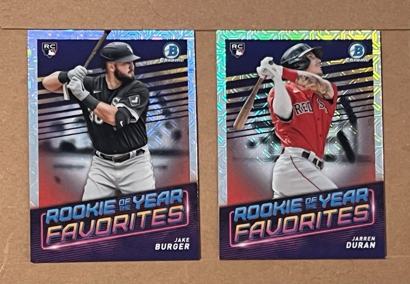 2022 Bowman ROY Favorites Mojo Refractor Jake Burger & Jarren Duran