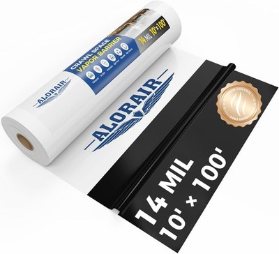 ALORAIR 14 mil Crawl Space Vapor Barrier 10'x100' Plastic Sheeting Encapsulation