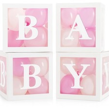 44-Piece Baby Shower Decorations for Boy or Girl - 4 Boxes with Letters and 3...