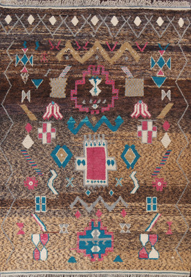 Tribal Moroccan Area Rug 8x11 Ft Handmade Modern Multicolor Oriental Wool Carpet