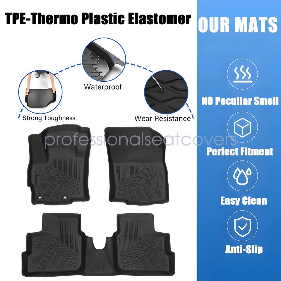 Alfombrillas forro negras 3x para Mitsubishi Mirage Hatchback TPE 3D 2014-2020 2 filas Foto 3 de 4