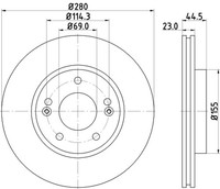 2X Bremsscheibe PRO High Carbon Hella Pagid 8DD 355 131-361 FüR GD CEE JD KIA OS