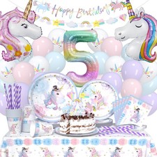 119 pezzi unicorno 5 anni partito stoviglie palloncino set, compleanno bambini u