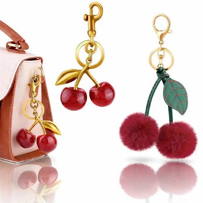 Cherry Purse Charm Keychain for Handbags   Cute Cherry Purse Charm & Strawberry