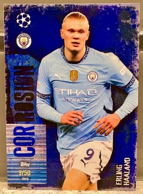 JERSEY NUMBER MATCH! 2024-25 Topps Total Erling Haaland Corrosion Blue 9/50!