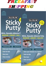 Sticky Putty- Reusable Museum & Gallery Quality Adhesive Putty,- 2 Pack