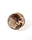 Vintage 925 Sterling Silver BIG 1" Round Smokey Quartz Cocktail Size 6.5 Ring