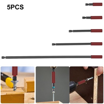 5x 1/4'' Hex Shank Quick Release Magnetic Screwdriver Extension Holder Drill Bit