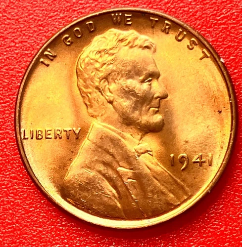 1941-P Lincoln Wheat Cent Penny GEM RED BU From an Original Bank Roll