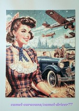 ZAZZLE 252 Piece Jigsaw Puzzle RETRO AIRPLANE Vintage Pin-Up Beauty CAR 11X14