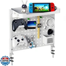 ARES WING Clamp On Desk Pegboard with 16 inches Organizer Shelf, 