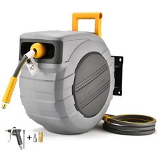 Air Hose Reel 100 Ft Retractable, 3/8 in x 100 Ft Hybrid Hose Air Compressor ...