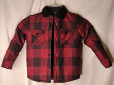 399 Buffalo David Bitton Kids Checkered Jacket Fleece Collar Red Black Sz 3T