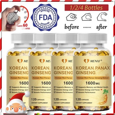 Extra Strength Red Korean Panax Ginseng 1600mg-Energy/Endurance/Memory/Sex Drive