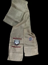 University of Georgia (UG) Burlap Chair Sash / Wreath Sash (2 Logos) 49k Stitch