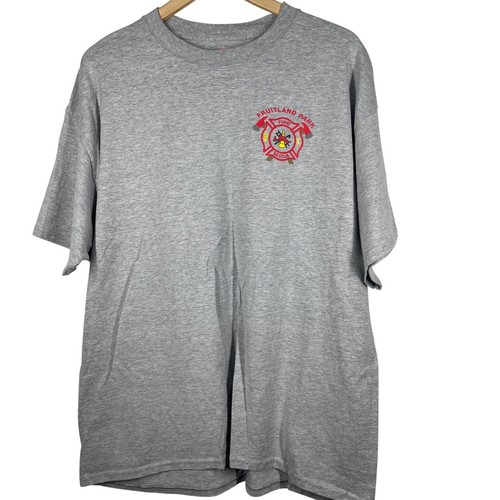 Hanes Beefy-T Mens XL Fruitland Park Fire Rescue Florida Graphic T-Shirt Gray