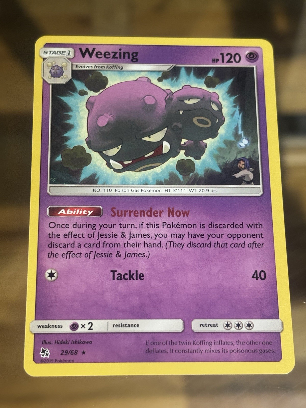 POKEMON WEEZING 29/68 HIDDEN FATES RARE