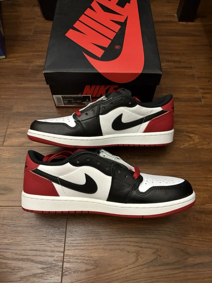 Nike Air Jordan 1 Retro Bajo OG Puntera Negra CZ0790-106 Talla 9.5 Totalmente Nuevas Foto 2 de 4