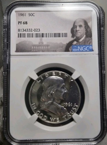 1961 Franklin Silver Half Dollar NGC PF68 Proof Gem Cameo High Grade Slabbed