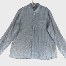 Voila St. Barth Shirt Cantor Men XXL Blue Striped 100% Albini Linen $340