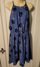 Womens Banana Republic Floral Halter Dress Blue Periwinkle M