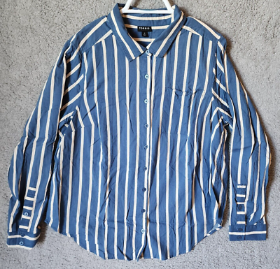 Torrid Lizzie Button Down Long Sleeve Shirt Cotton Blend Blue/White Striped  Sz 0 | eBay