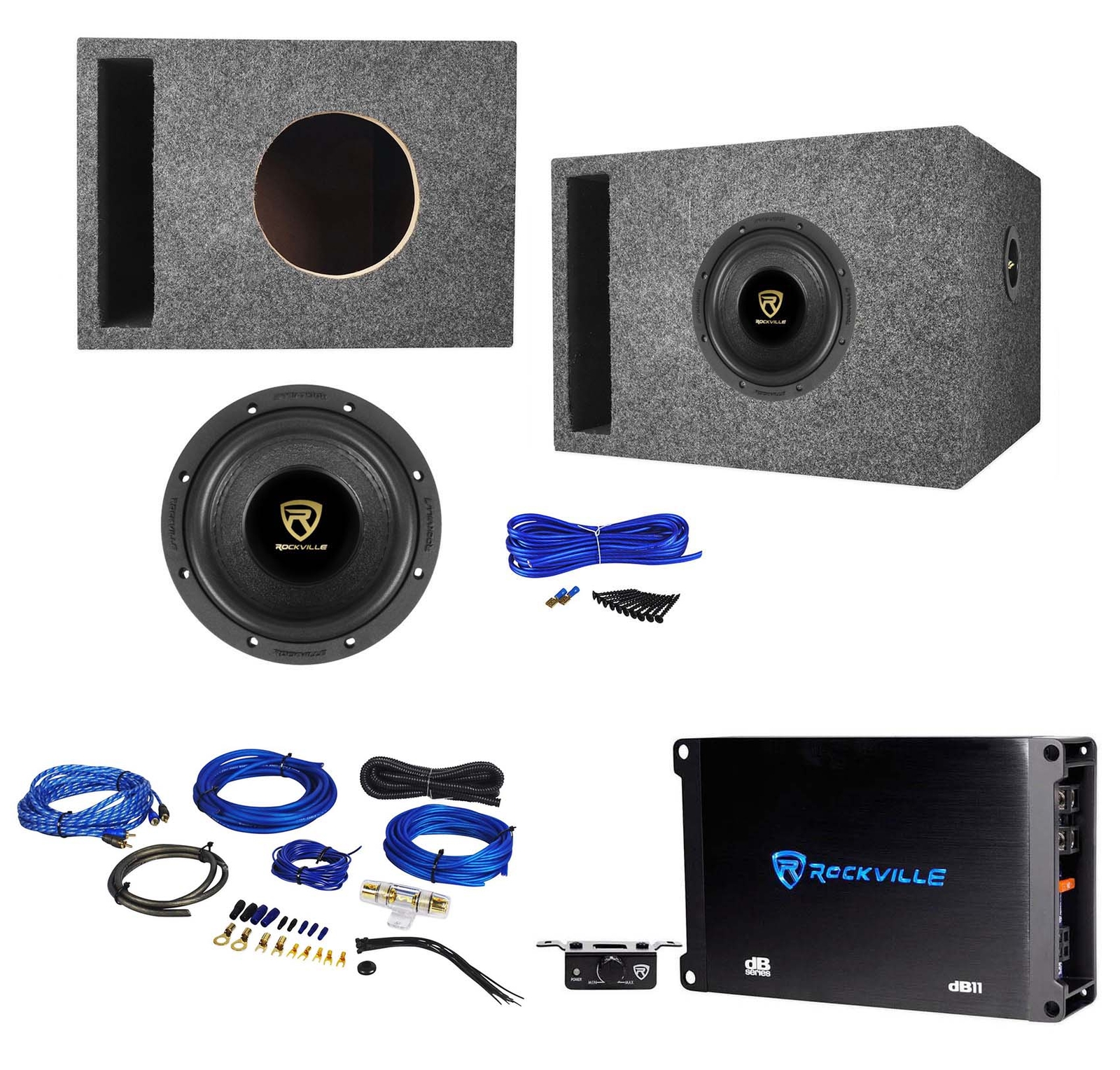 Автомобильный сабвуфер Rockville W65K9D4 65 мощностью 1000 Вт Вентилируемая коробка Моноусилитель Комплект усилителей 30590₽