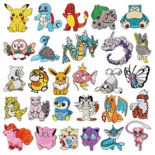 Iron on Patches 28 Pcs Anime Pocket Monster Embroidered Sew on Decorative Patch