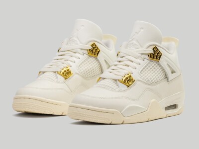 シューズ(男性用) Air Jordan 4 Retro \"llic Gold\" Jordan 4 Metallic Gold Men 10 / 11.5 Women AQ9129-170 NEW White
