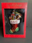 2012 Radko Glass Christmas Ornament Stocking Presents Sparkle Bright NIB Unused — photo 1