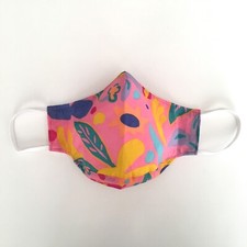 Handmade Adult Face Mask Pink Ken Done Floral print nose wire chin piece lined