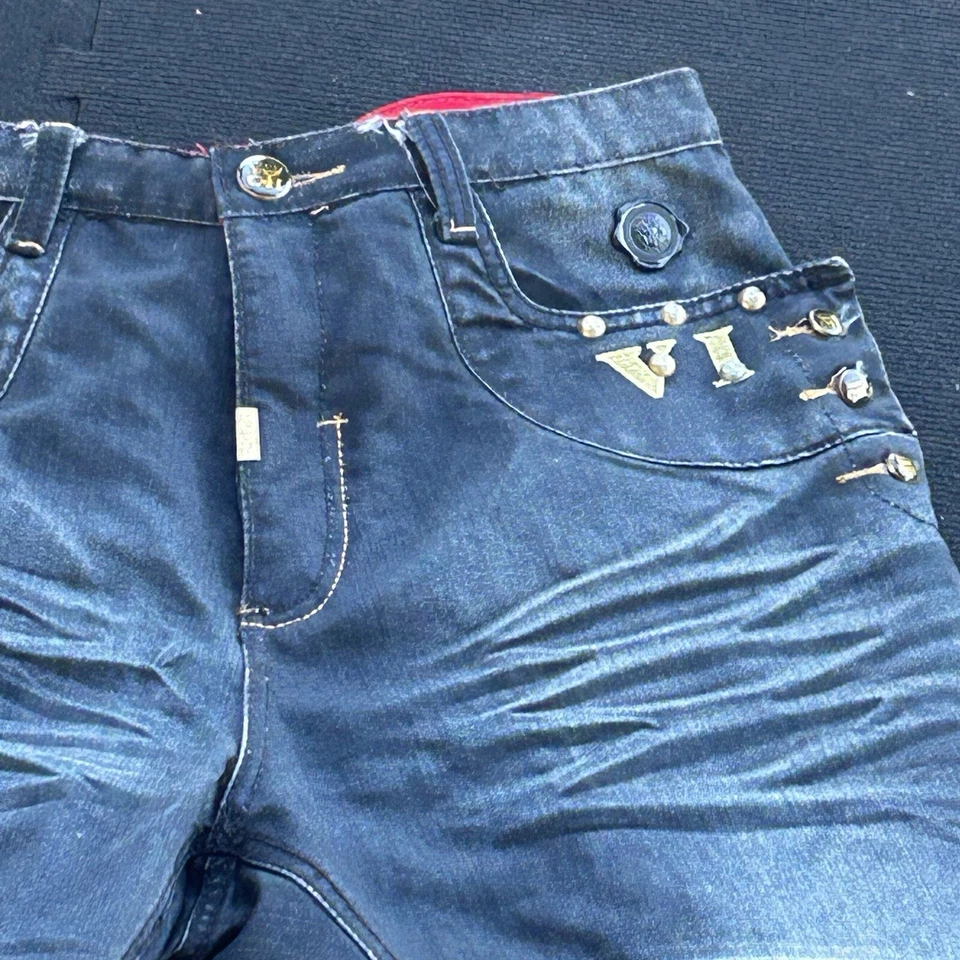 Vintage Y2K Crown Holder Baggy Jeans 38x34 Embroidered Hip Hop Streetwear - Image 3 of 4