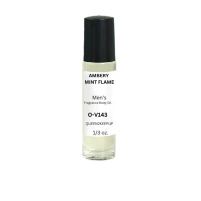 Ambery Mint Flame (Men) Body Oil 10 ml Fragrance Natural Scent 1/3 oz Roll-On
