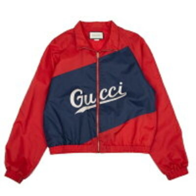 Gucci Nylon Jacket Red Navy Blue White Embroidery Logo Size: 46