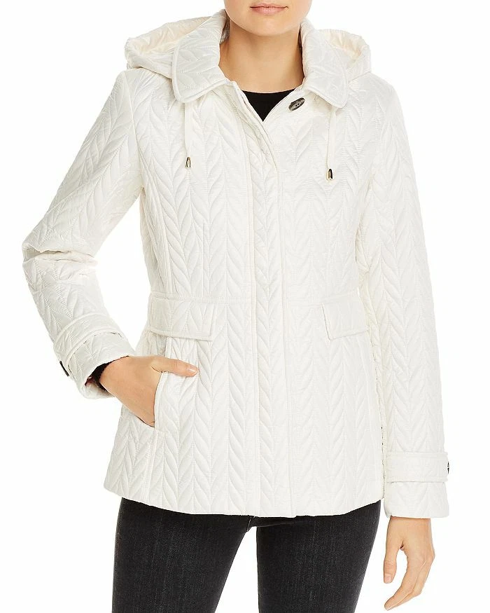 Cappotto trapuntato con cappuccio Kate Spade New York V3702 color crema taglia small